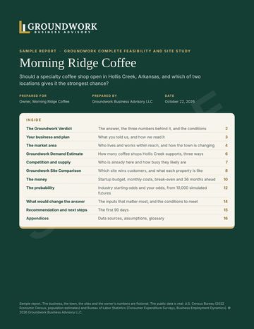 Sample feasibility study page: Cover