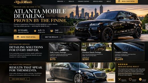 1QuikWash: website design concept